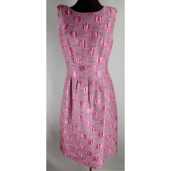 Per Se Dress Womens 8 Pink Polkadot Preppy Retroglam, Modern Royalty, Tweed - Picture 1 of 10